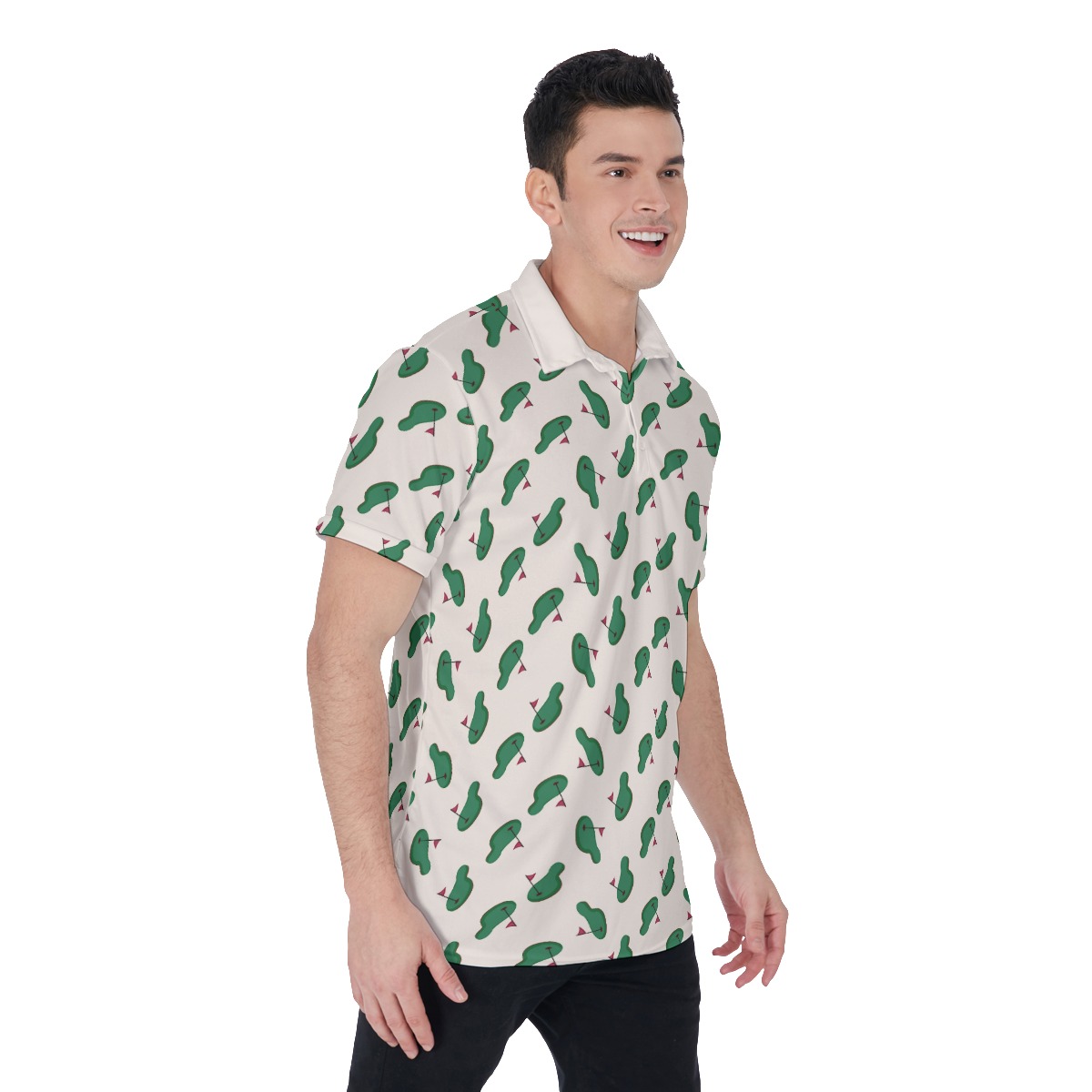 Course Pattern Golf Shirt For Men