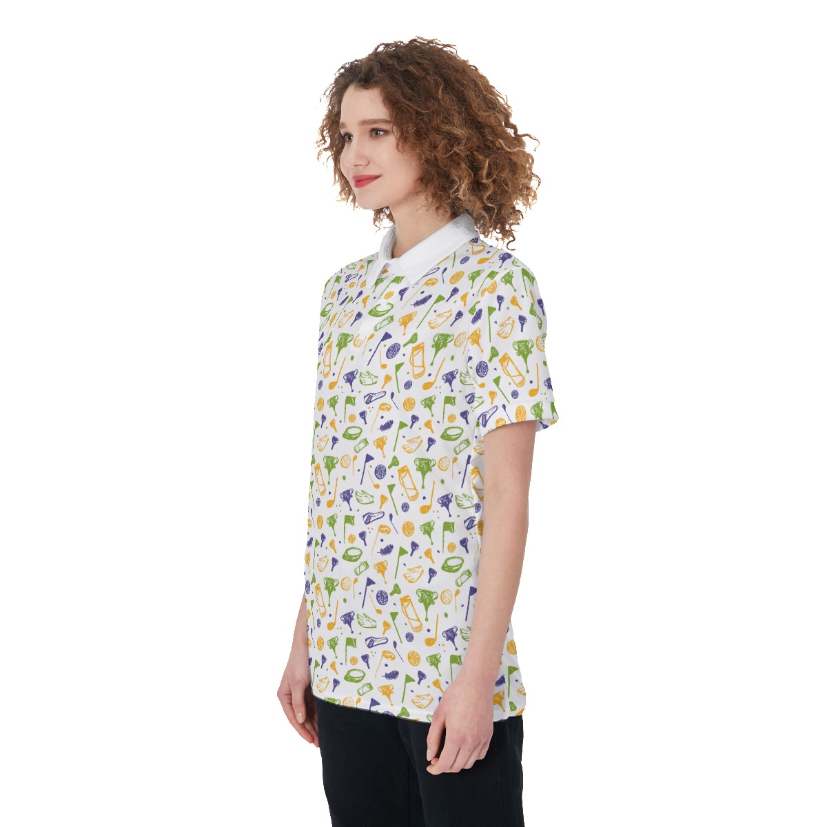 Cute Golf Print Women's Polo Shirt