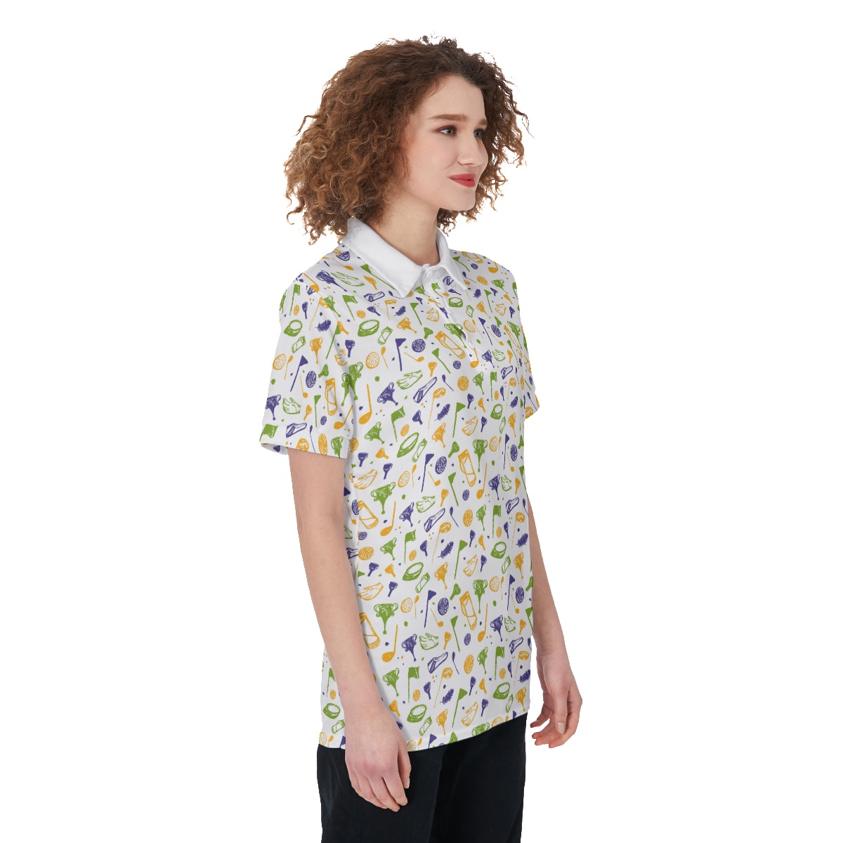 Cute Golf Print Women's Polo Shirt