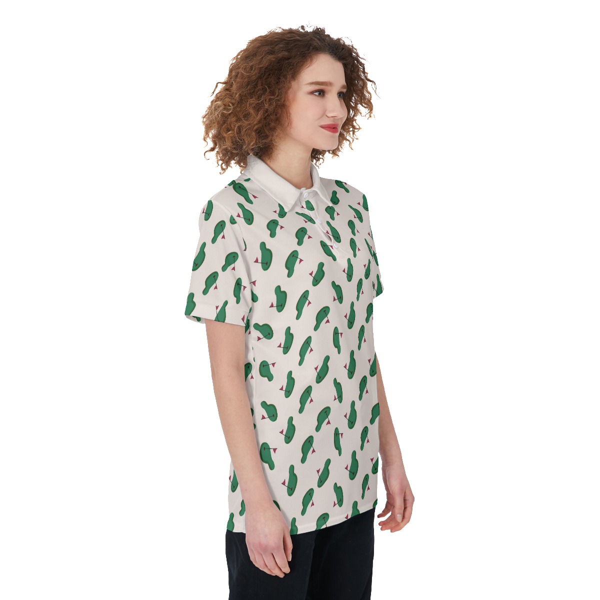 Women's Golf Shirt With Courses Print
