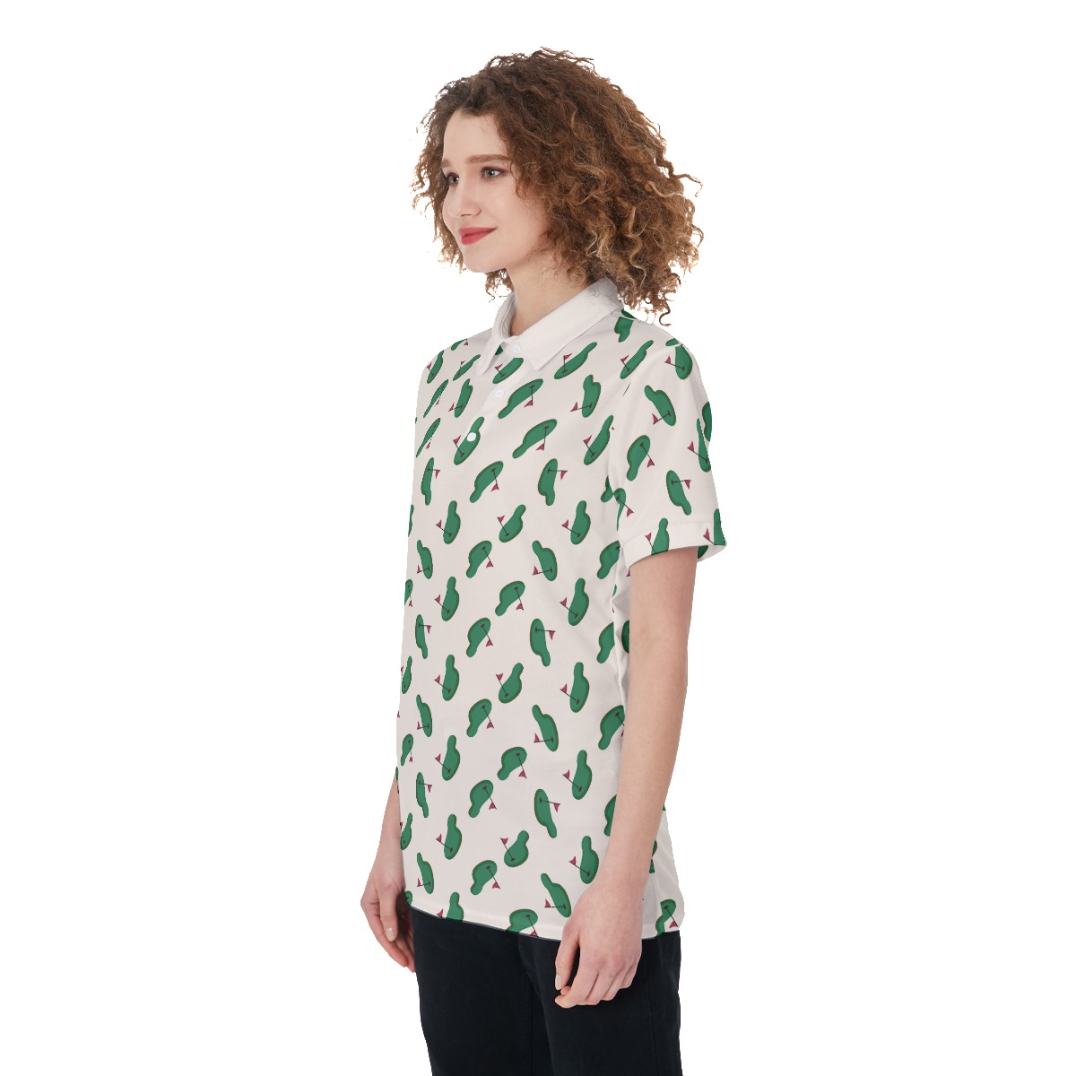 Women's Golf Shirt With Courses Print