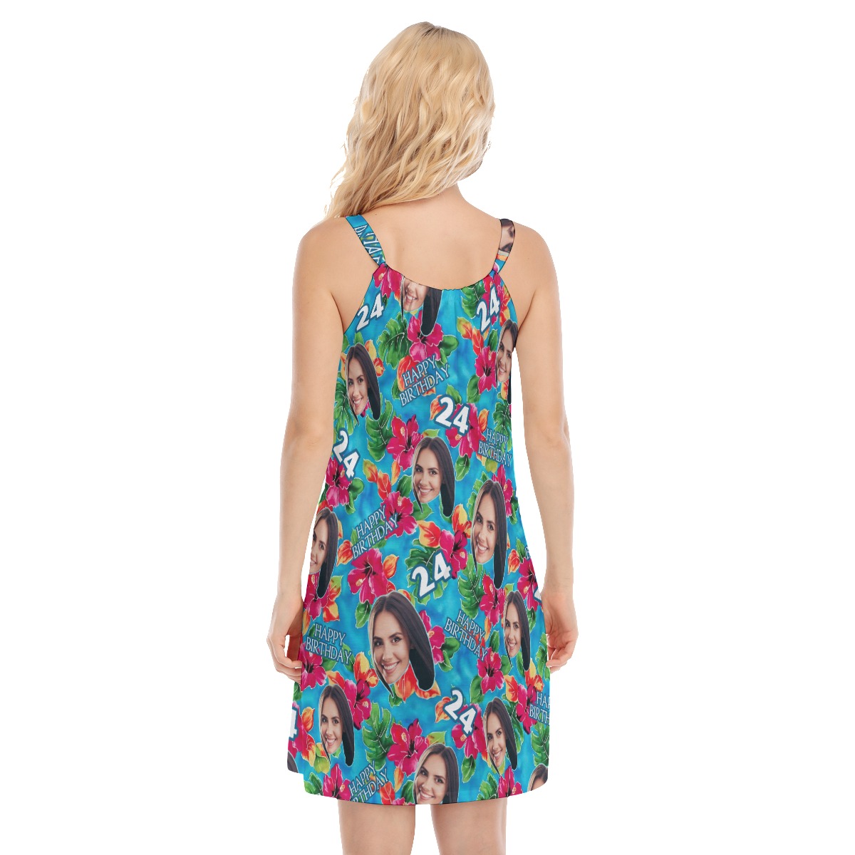 Funny Custom Face Floral Birthday Hawaiian Dress For Women