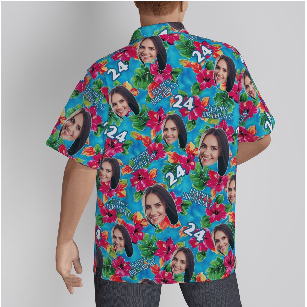 Funny Custom Face Birthday Men's Floral Hawaiian Shirt