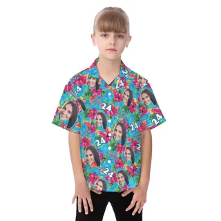 Cute Custom Face Birthday Hawaiian Shirt For Kids