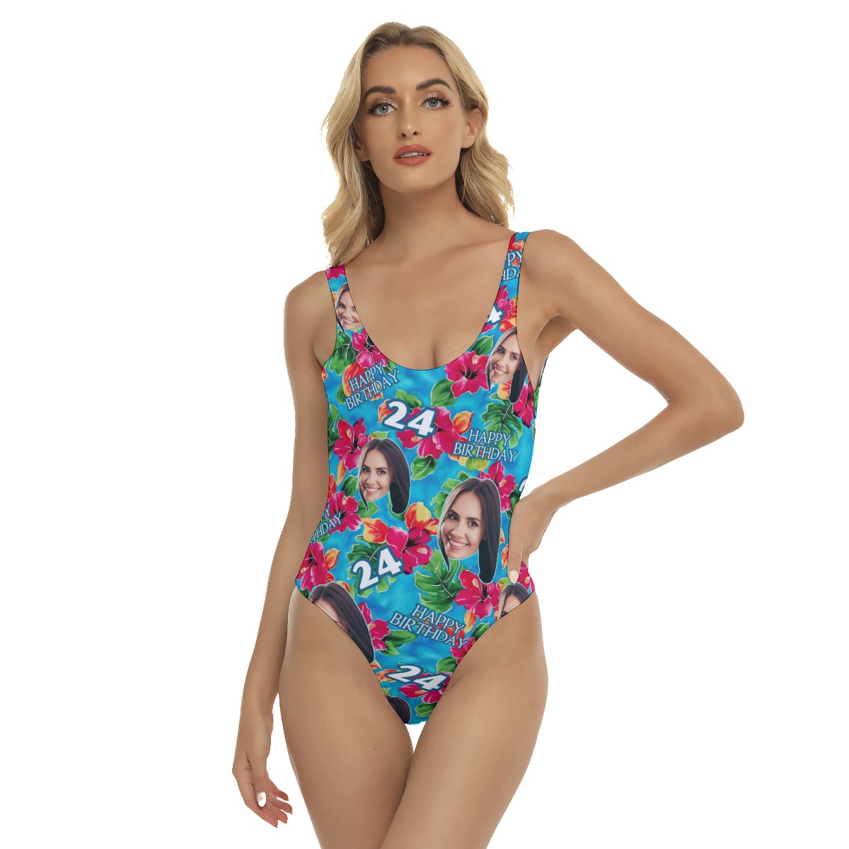 Cool Custom Face Birthday Hawaiian Swimsuit For Women - variant image 1