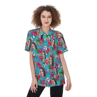 Funny Custom Face Birthday Women's Hawaiian Shirt