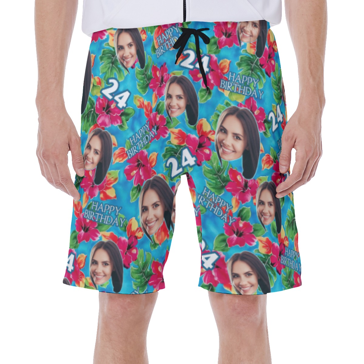 Funny Custom Face Theme Birthday Hawaiian Swimwear - variant image 1