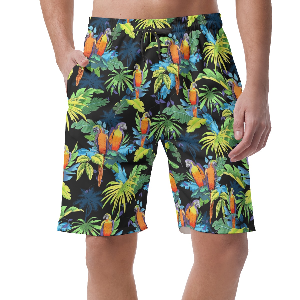 Men's Parrot Black Hawaiian Beach Shorts - variant image 1