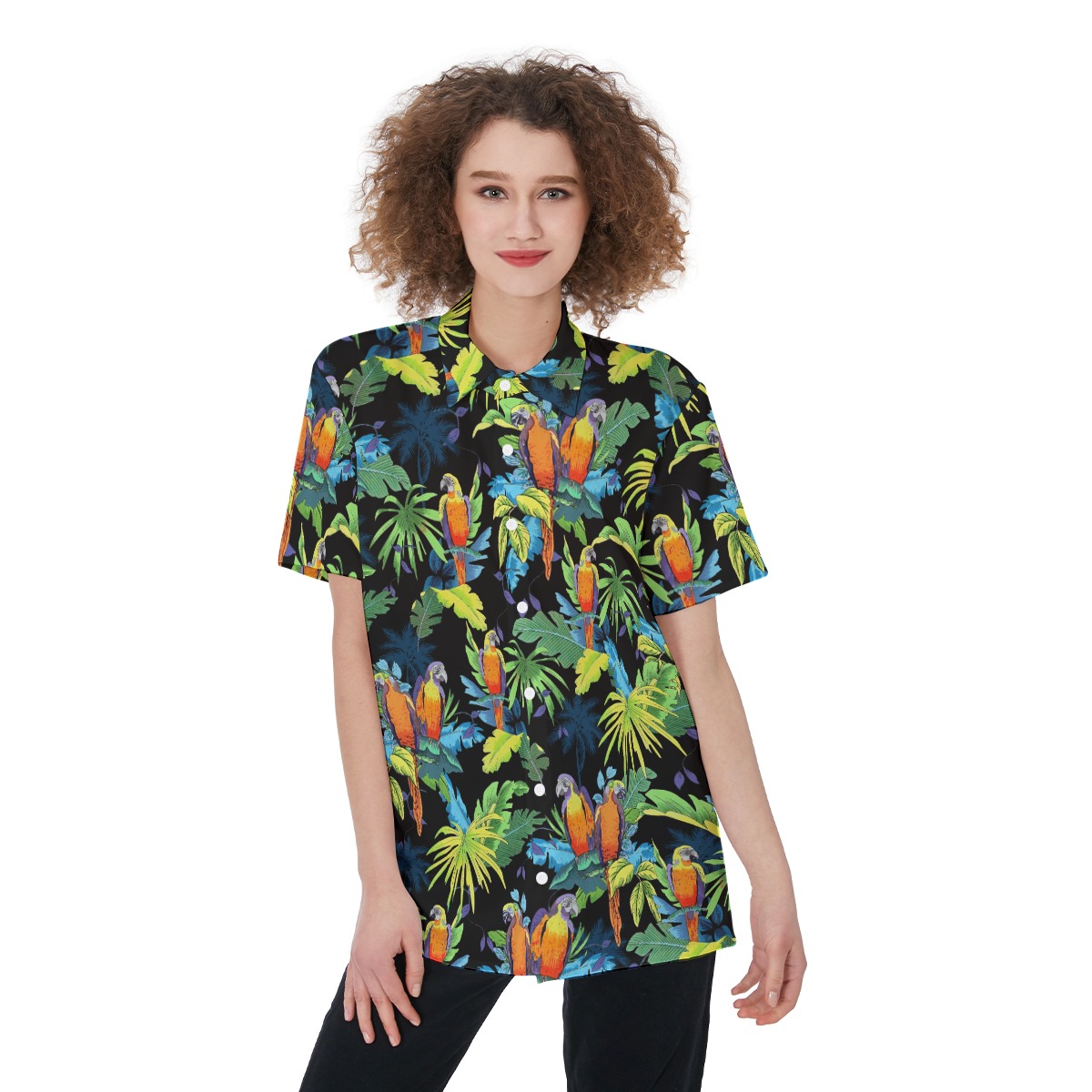 Parrot Black Hawaiian Shirt For Women - variant image 1