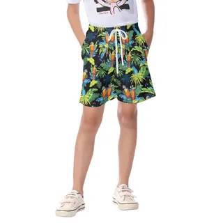 Tropical Parrot Hawaiian Beach Shorts For Kids
