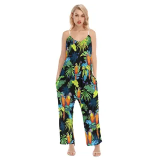 Women's Tropical Parrot Hawaiian Jumpsuit