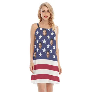 Custom Face American Flag Hawaiian Cami Dress For Women