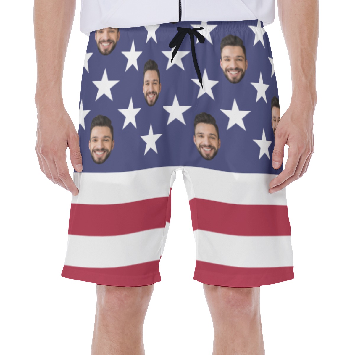 Funny Custom Face Patriotic American Flag Hawaiian Swimwear For Summer - variant image 1