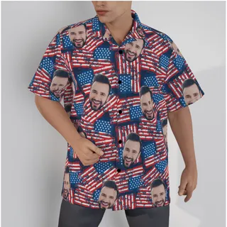 Patriotic Custom Face Hawaiian Shirt For Men