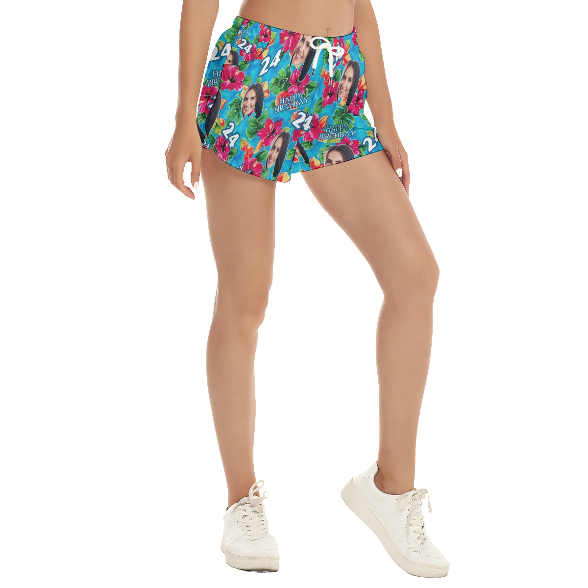 Custom Face Birthday Summer Beach Shorts For Women