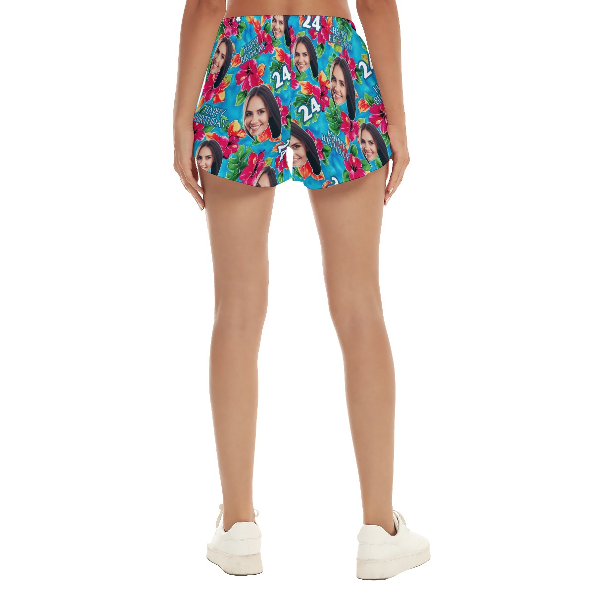 Custom Face Birthday Summer Beach Shorts For Women