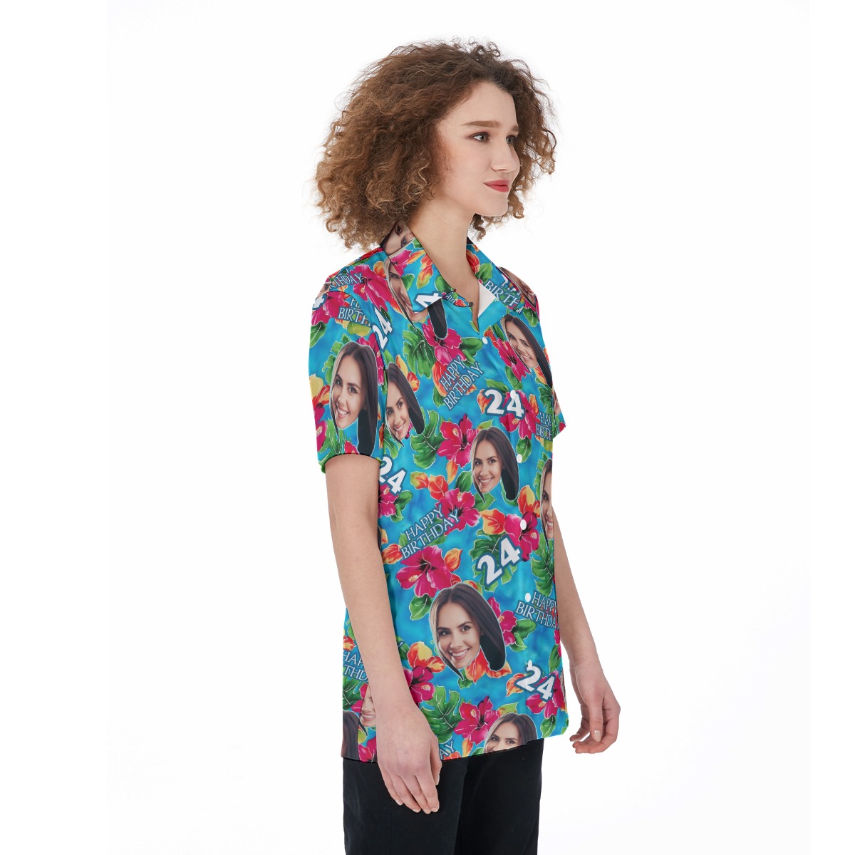 Funny Custom Face Birthday Women's Hawaiian Shirt