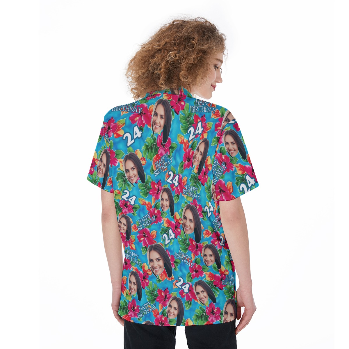 Funny Custom Face Birthday Women's Hawaiian Shirt