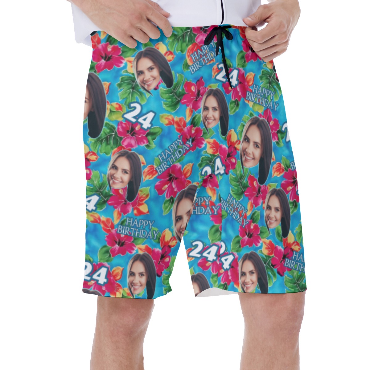 Funny Custom Face Theme Birthday Hawaiian Swimwear