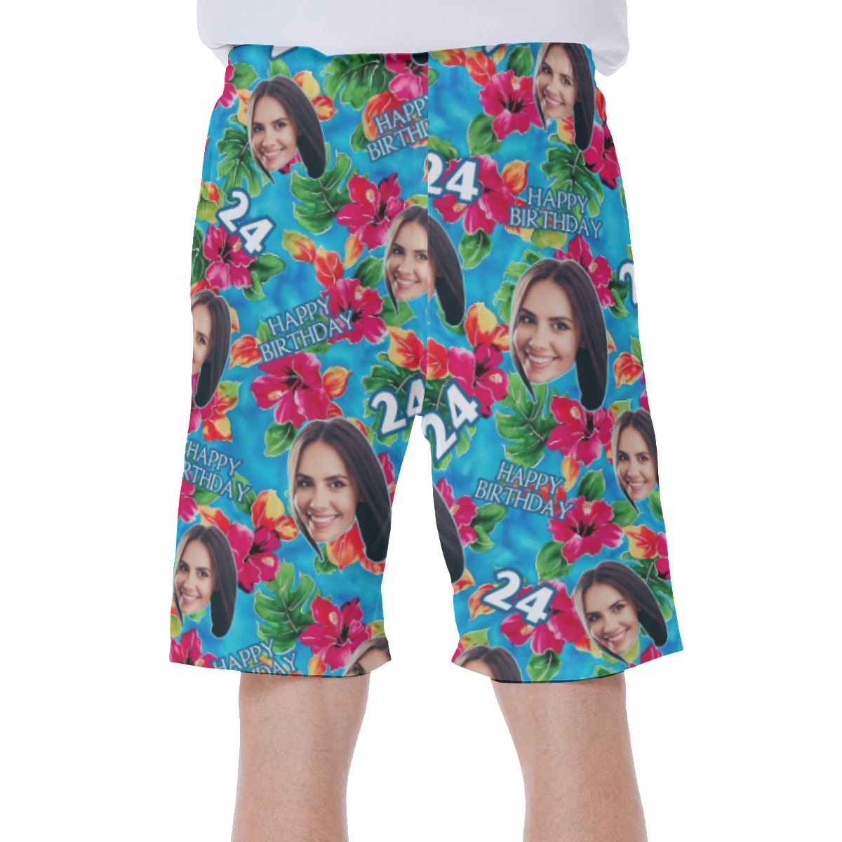 Funny Custom Face Theme Birthday Hawaiian Swimwear