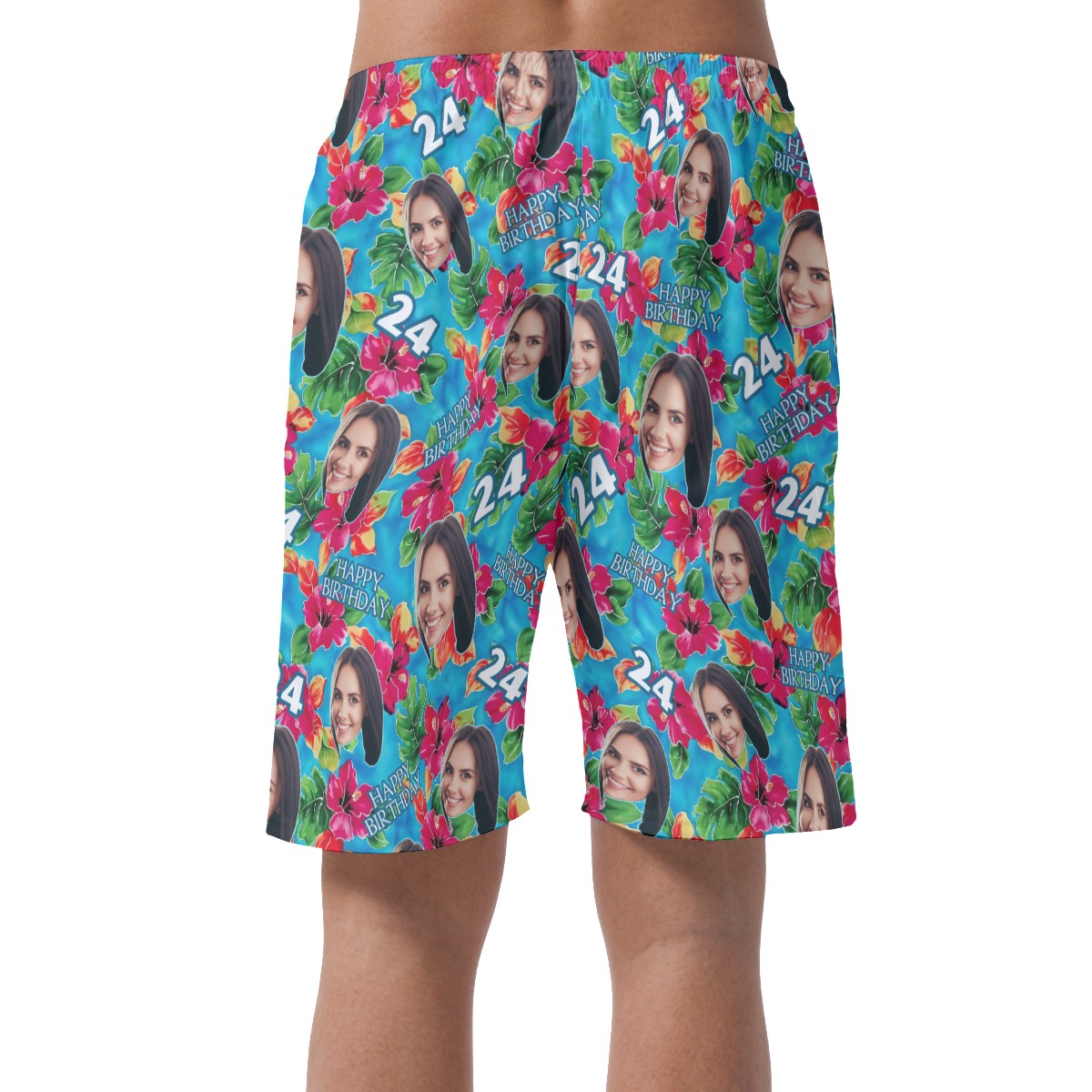 Unique Custom Face Birthday Hawaiian Summer Beach Shorts For Men