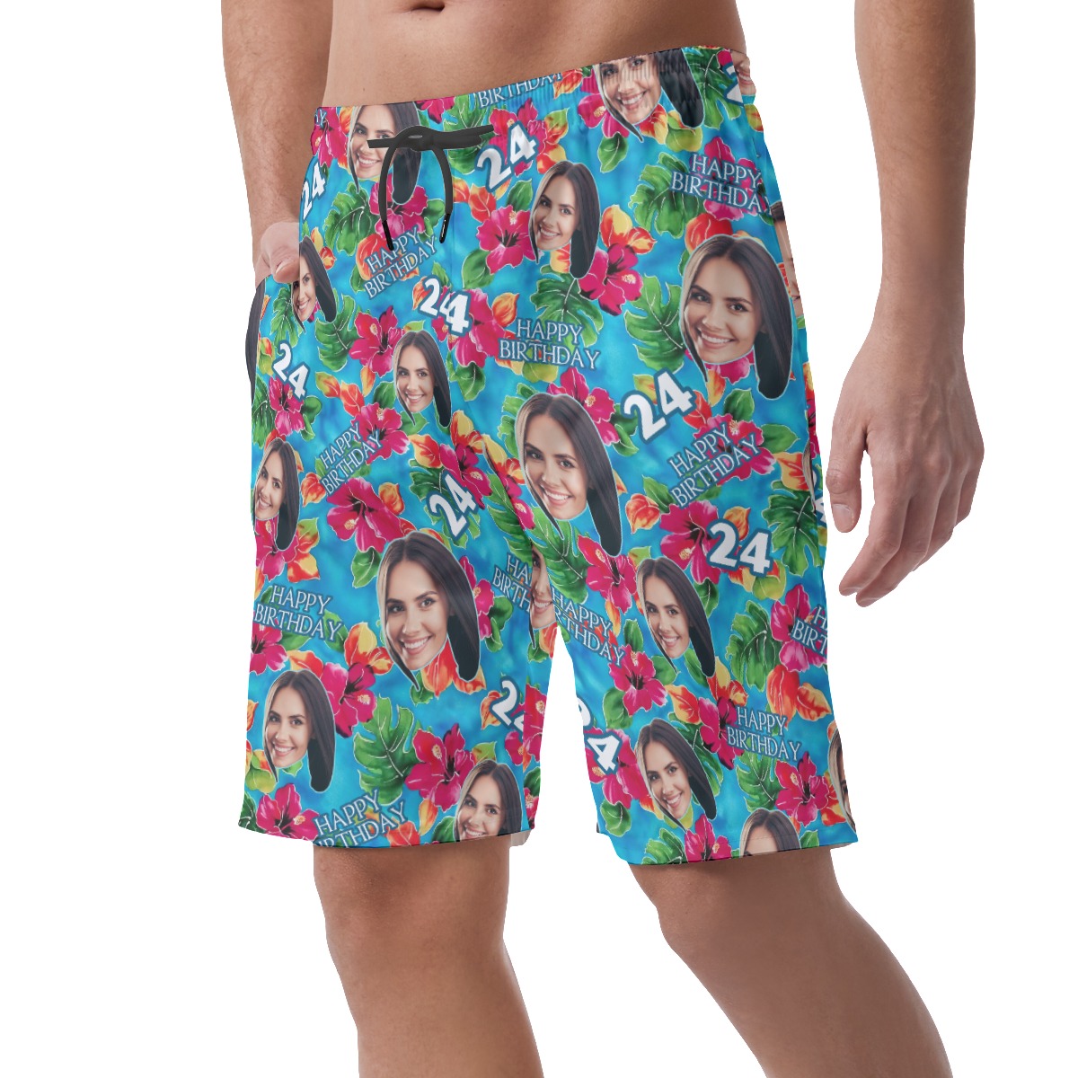 Unique Custom Face Birthday Hawaiian Summer Beach Shorts For Men