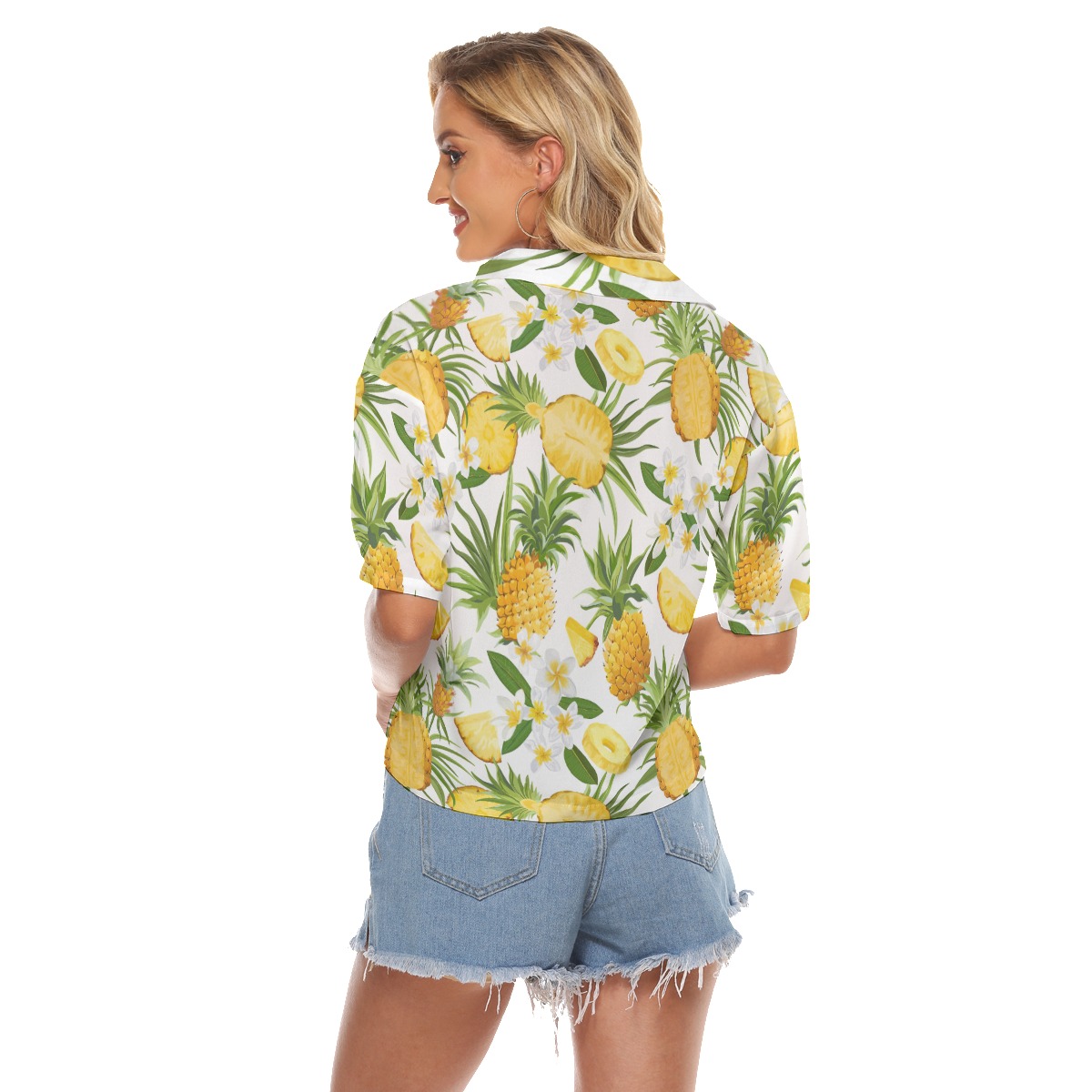 Funny Custom Dog Face Tropical Hawaiian Cropped Shirt For Women