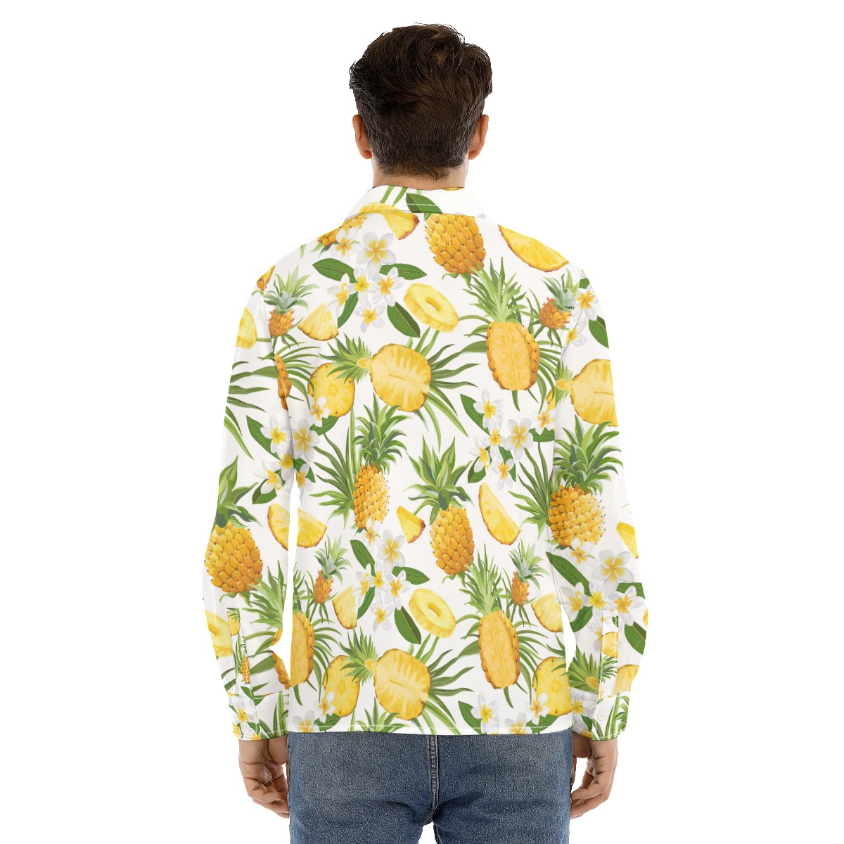 Custom Dog Face Tropical Hawaiian Long Sleeve Shirt