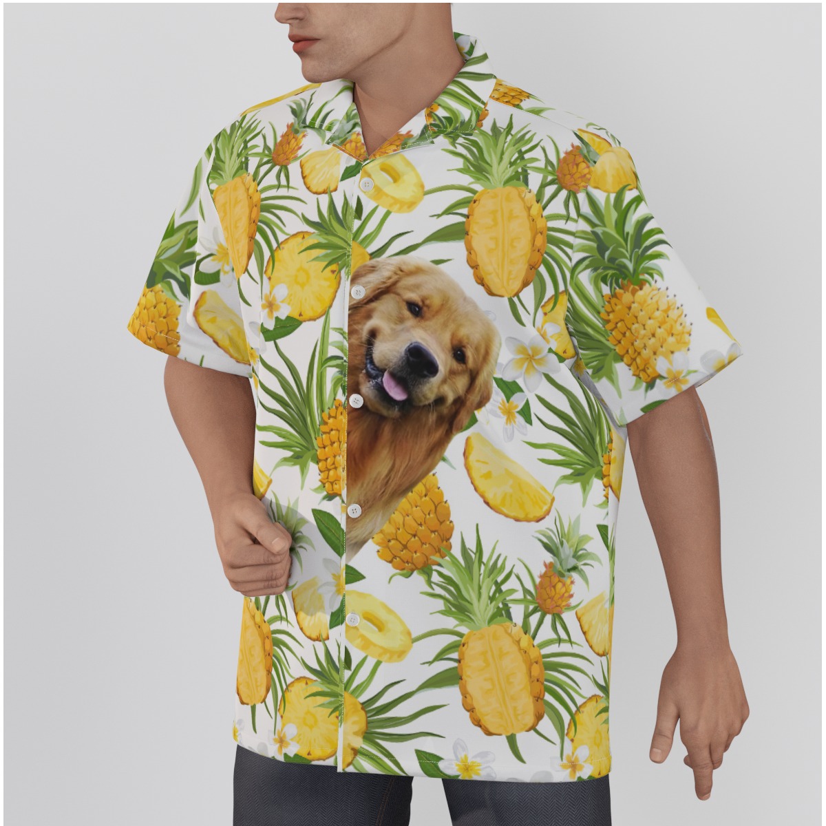 Funny Custom Dog Face Hawaiian Shirt For Men