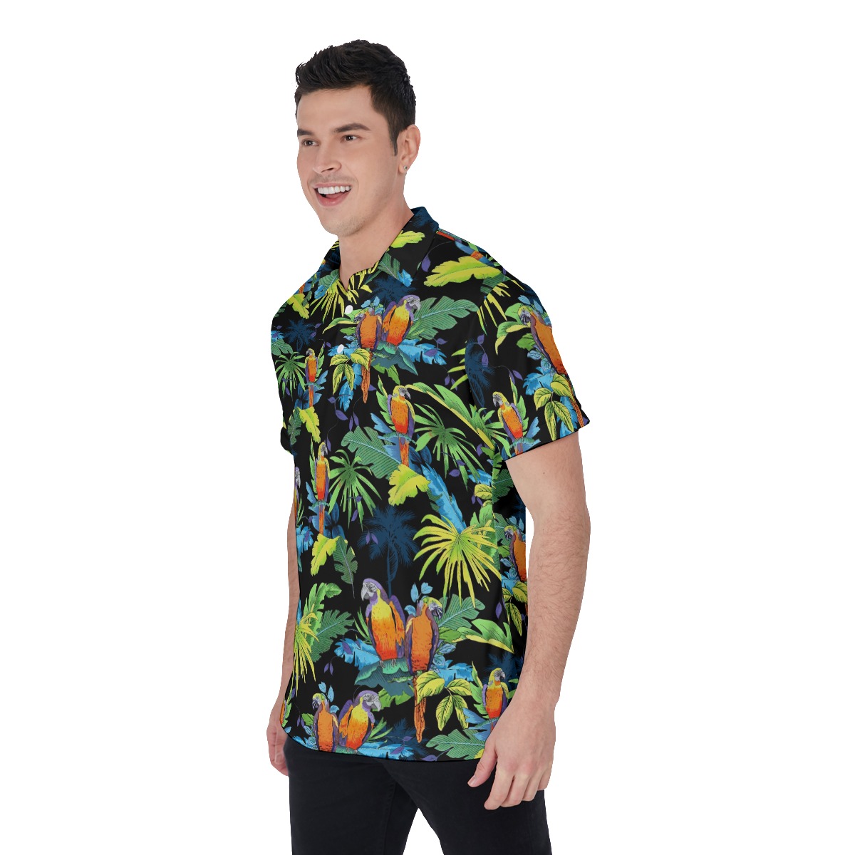 Colorful Parrot Hawaiian Polo Shirt For Men