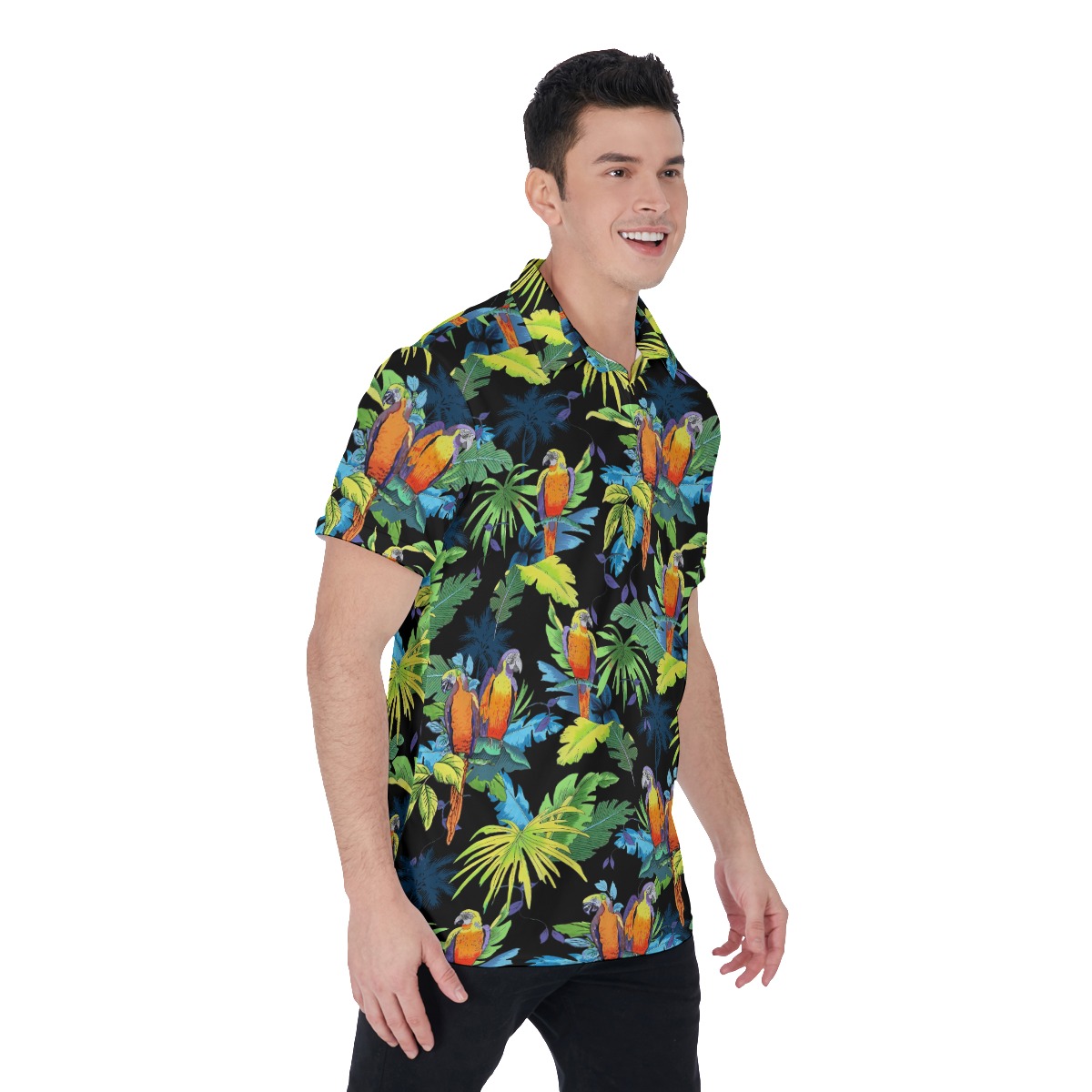 Colorful Parrot Hawaiian Polo Shirt For Men