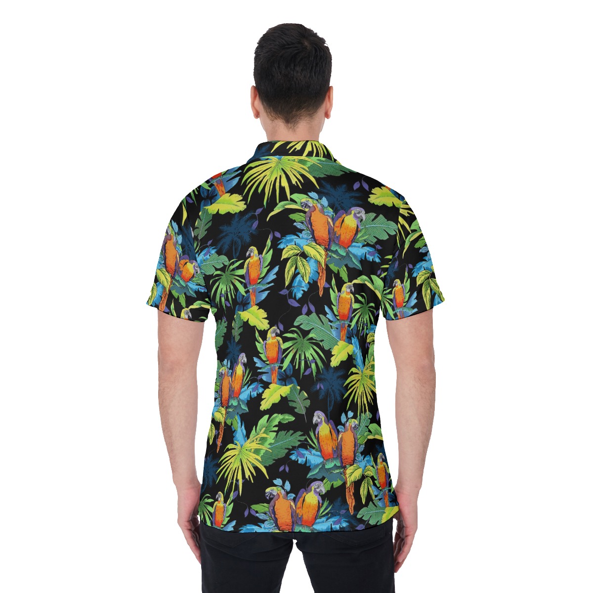 Colorful Parrot Hawaiian Polo Shirt For Men