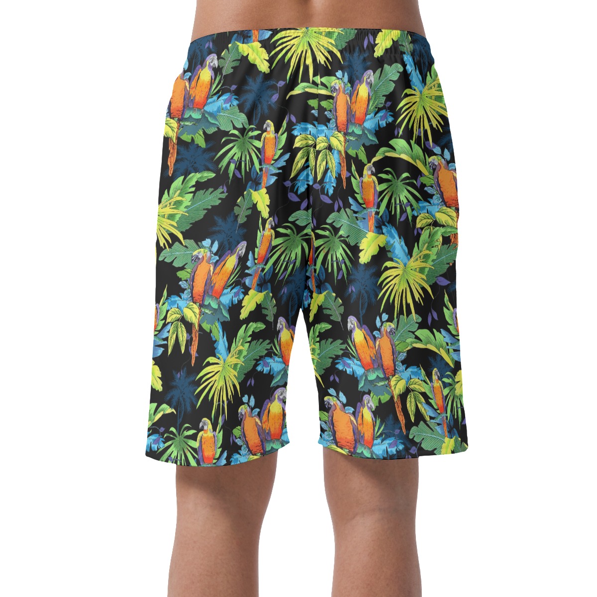 Men's Parrot Black Hawaiian Beach Shorts