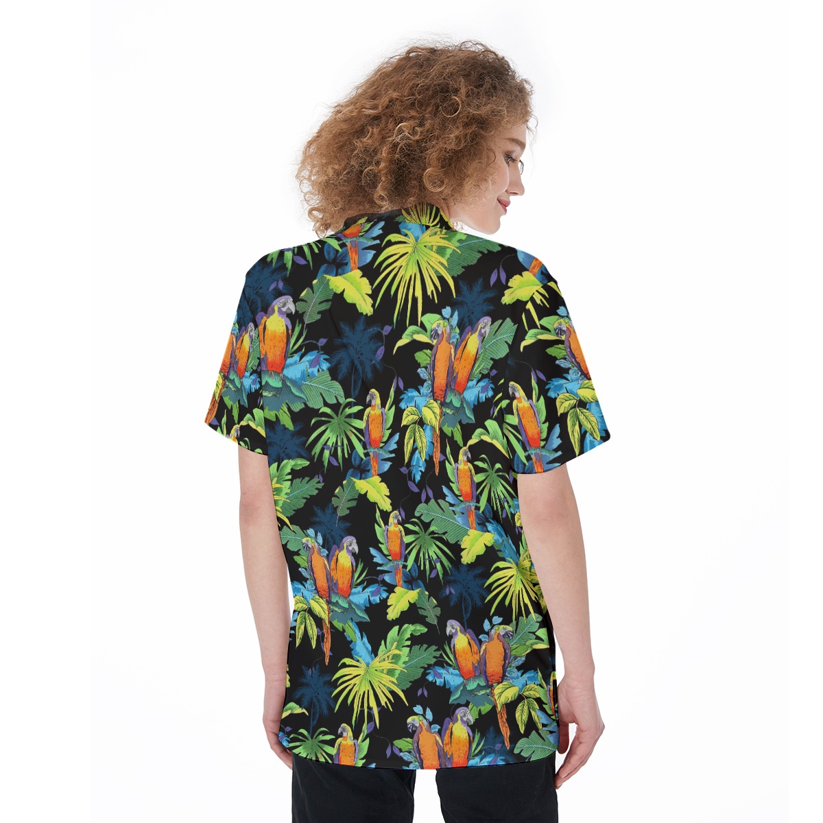 Parrot Black Hawaiian Shirt For Women