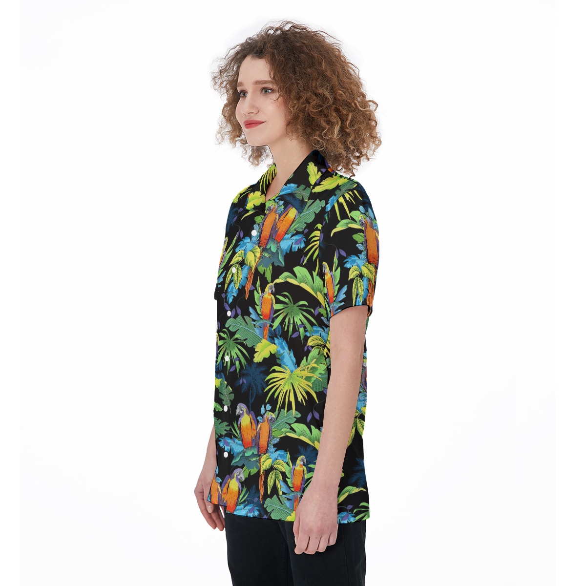 Parrot Black Hawaiian Shirt For Women