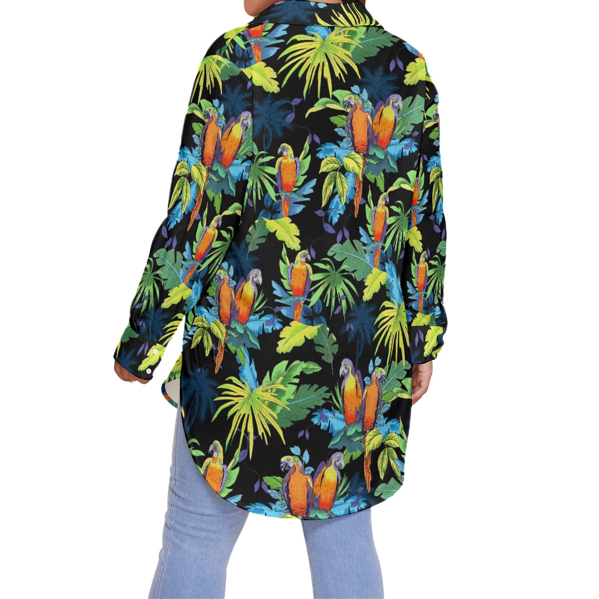 Women's Parrot Tropical Oversized Hawaiian Shirt