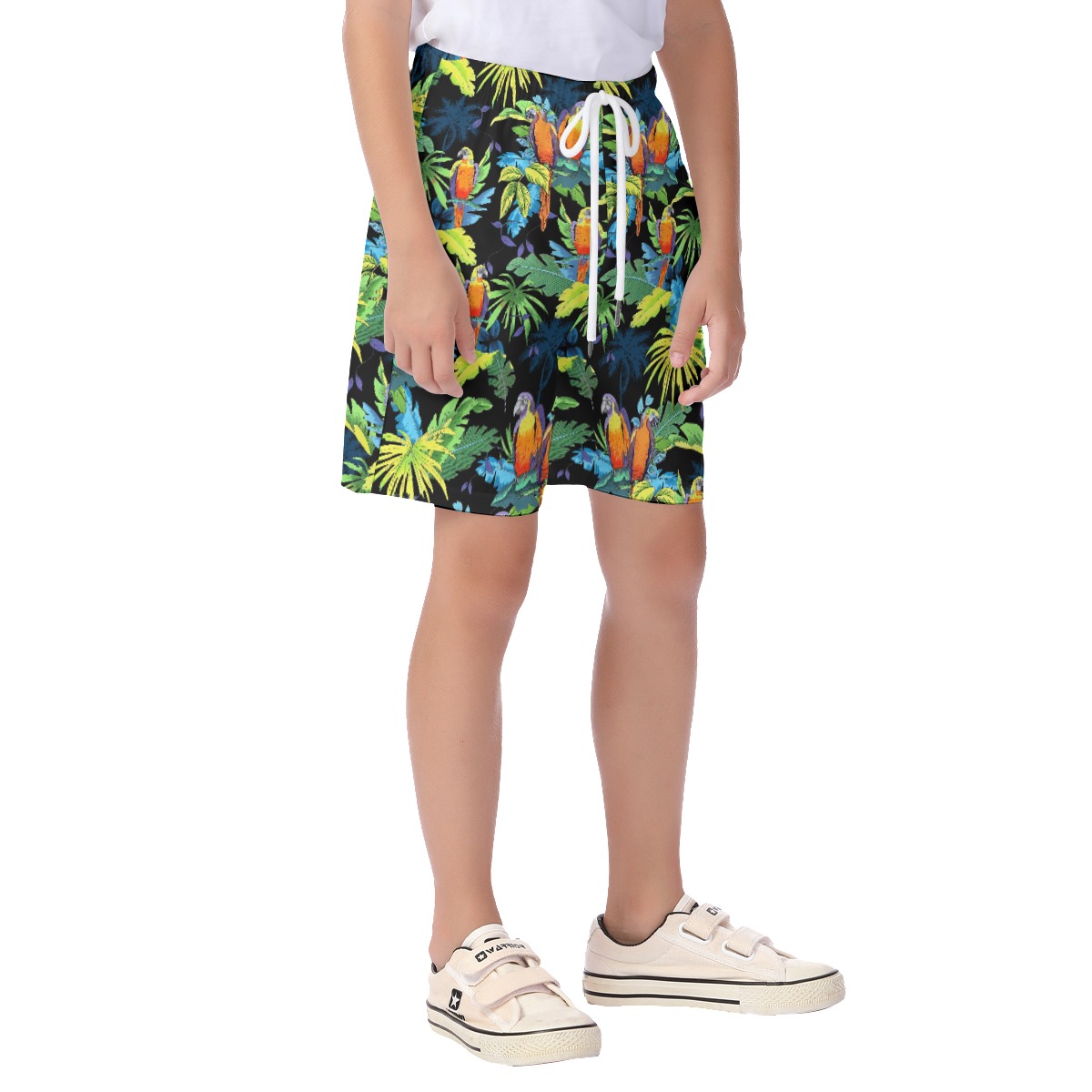 Tropical Parrot Hawaiian Beach Shorts For Kids
