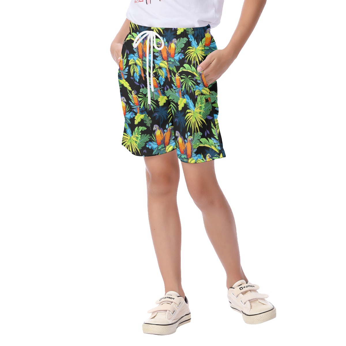Tropical Parrot Hawaiian Beach Shorts For Kids