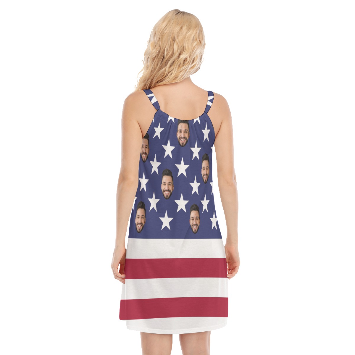 Custom Face American Flag Hawaiian Cami Dress For Women