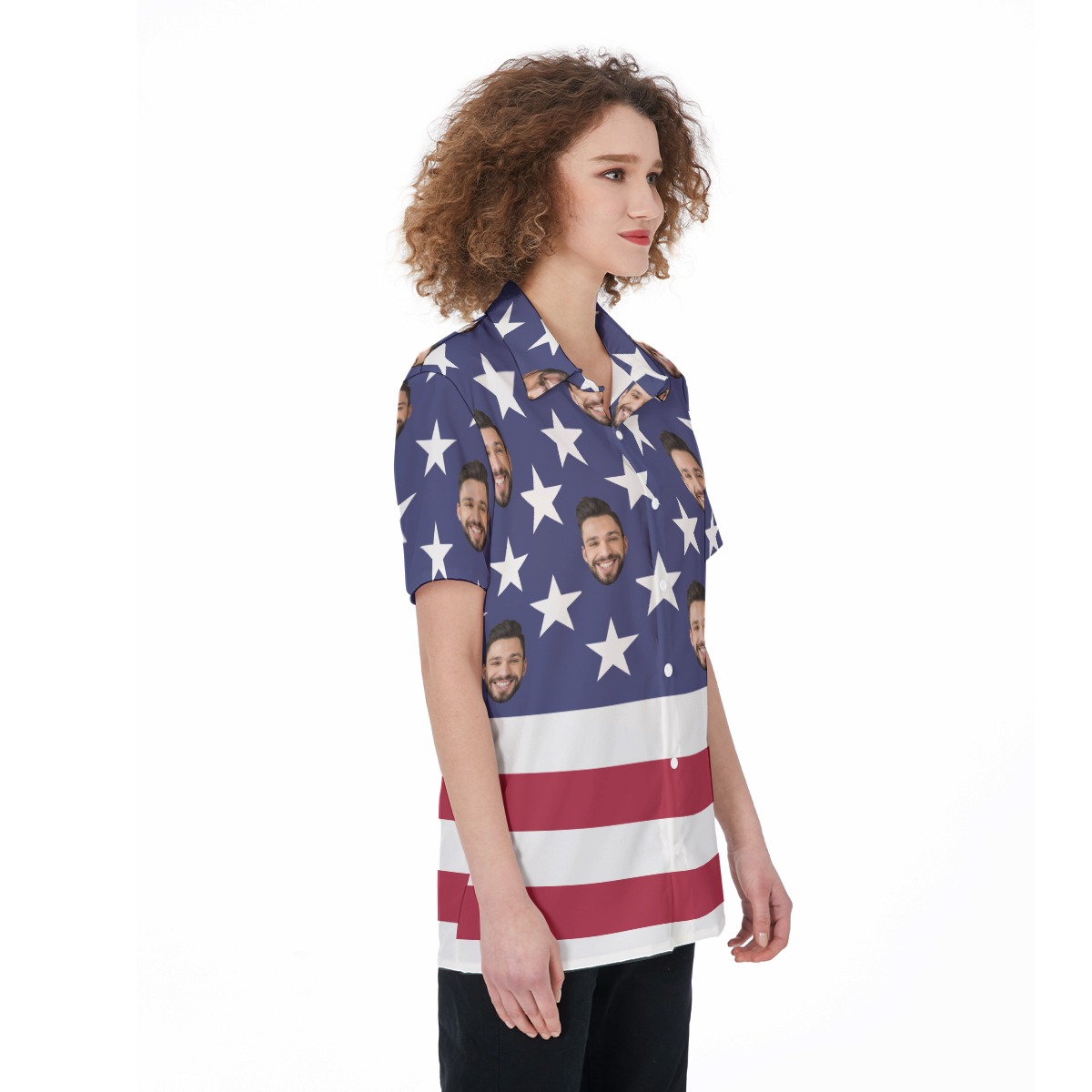 Personalized American Flag Hawaiian Shirt For Women