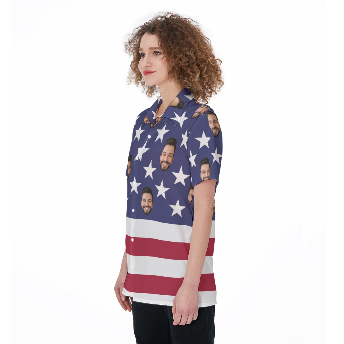 Personalized American Flag Hawaiian Shirt For Women