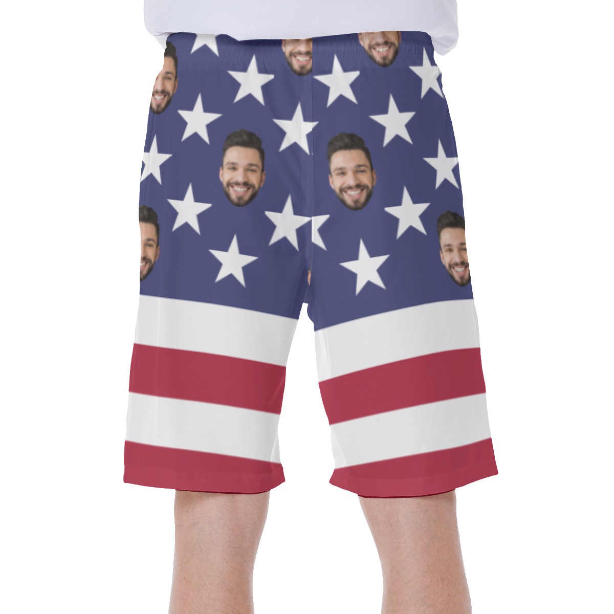 Funny Custom Face Patriotic American Flag Hawaiian Swimwear For Summer