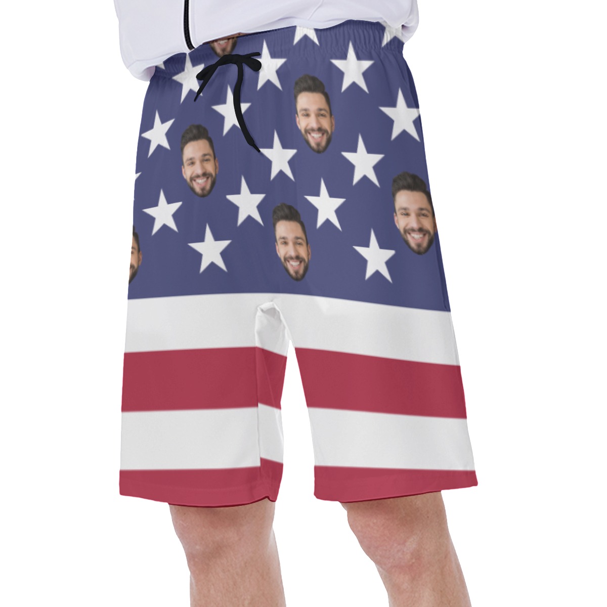 Funny Custom Face Patriotic American Flag Hawaiian Swimwear For Summer