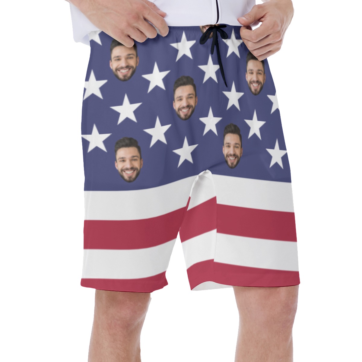 Funny Custom Face Patriotic American Flag Hawaiian Swimwear For Summer
