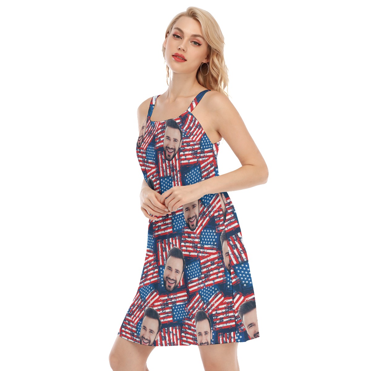 Custom Face Patriotic Aloha Cami Dress For Summer