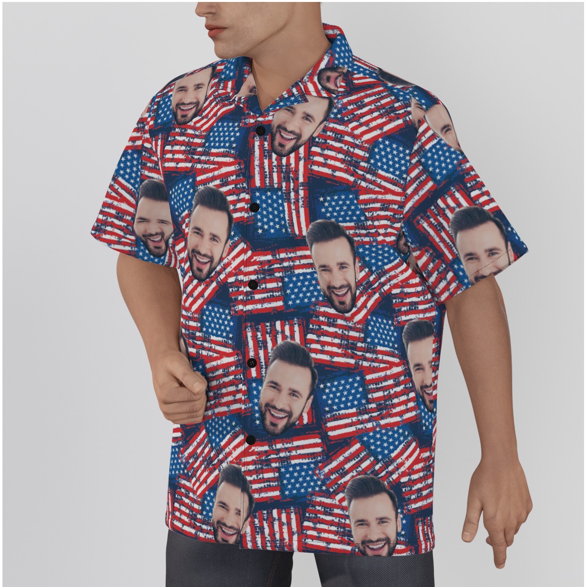 Patriotic Custom Face Hawaiian Shirt For Men
