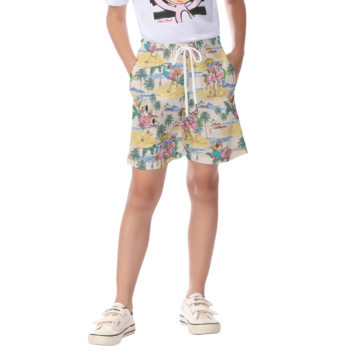 Cute Flamingo On Beach Summer Shorts For Kids - variant image 1