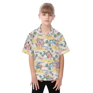 Cute Flamingo Tropical Kid's Hawaiian Shirt
