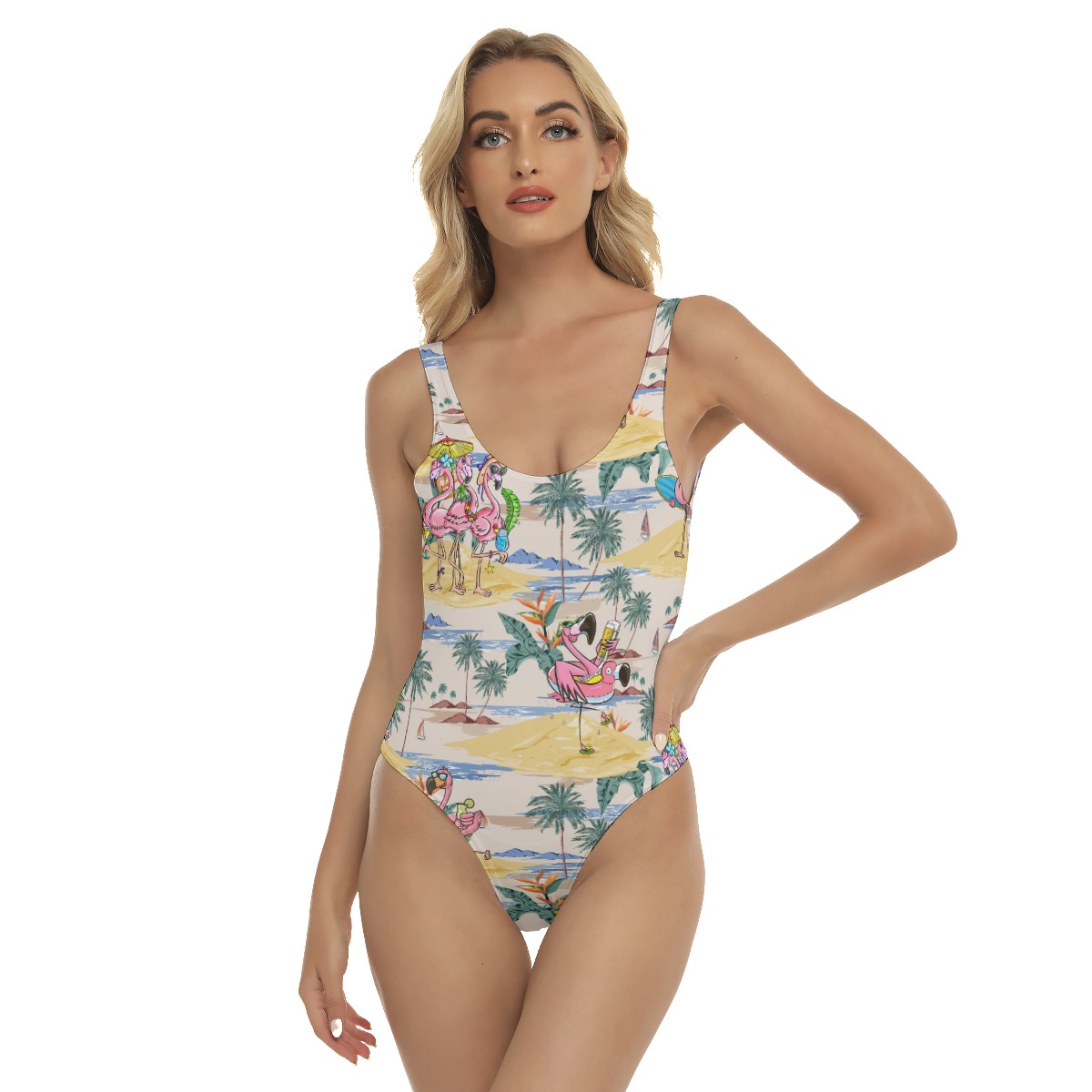 Tropical Flamingo On Beach Hawaiiam Swimsuit For Women - variant image 1