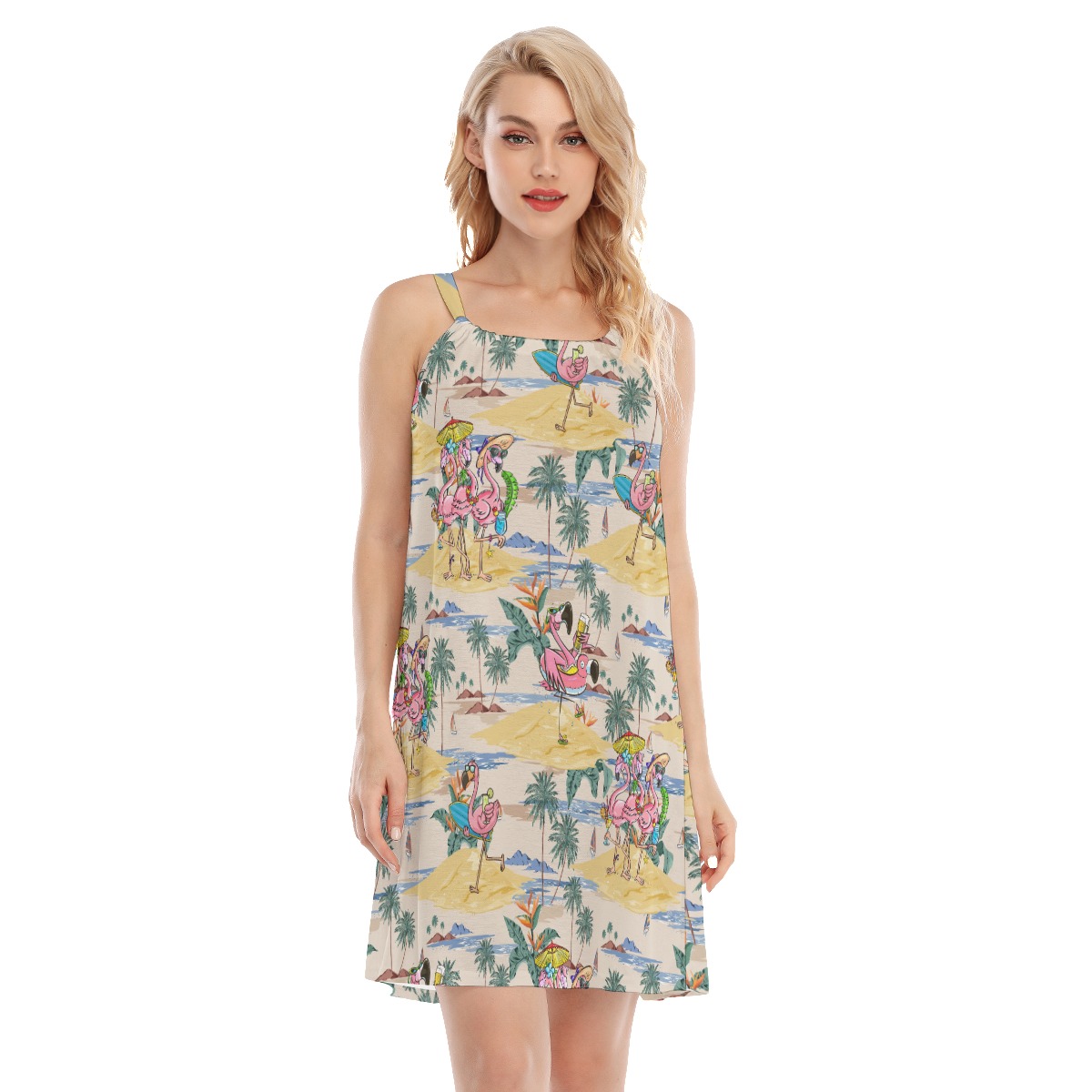 Funny Tropical Flamingo Ahola Cami Dress For Summer Vacation - variant image 1